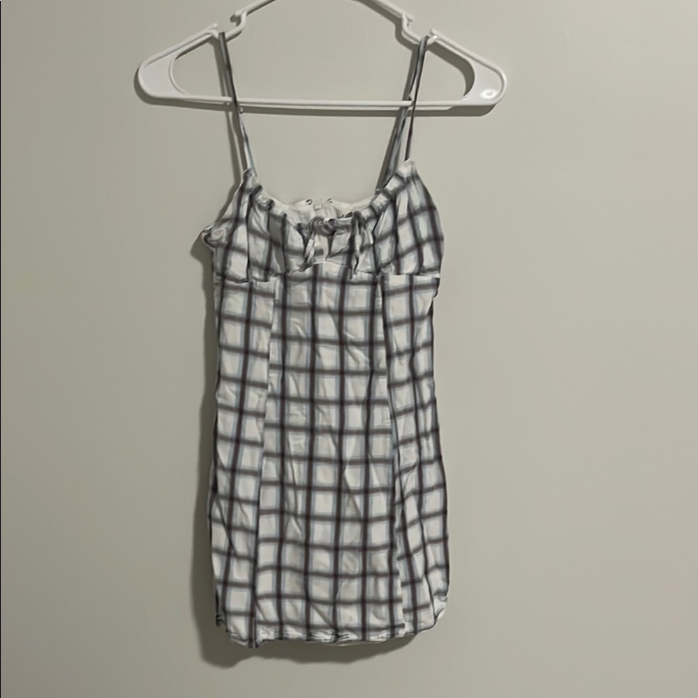 Aeropostale Brown, Blue, and White Fitted Dress